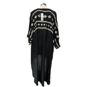 AMUSE SOCIETY Swim Cover Up XS/S Layering Fishtail Black Sheer Gold Embroidered